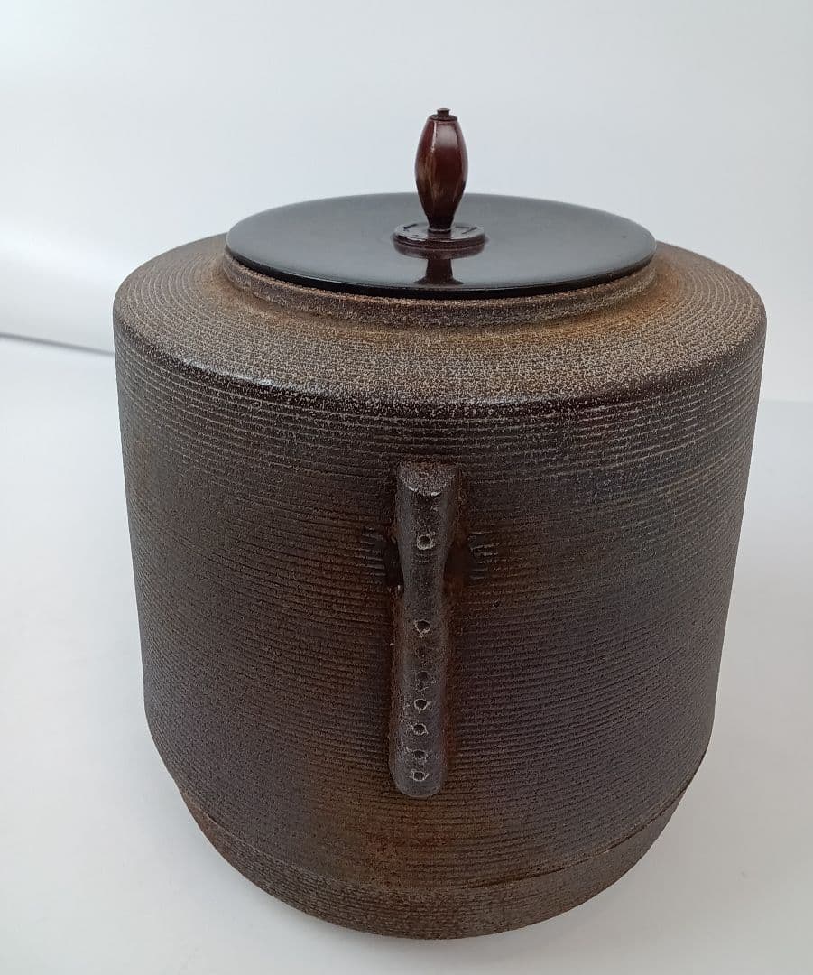 【釜師 人間国宝 佐藤浄清】筒釜 糸目地紋 茶道具 美術品 工芸品 コレクション