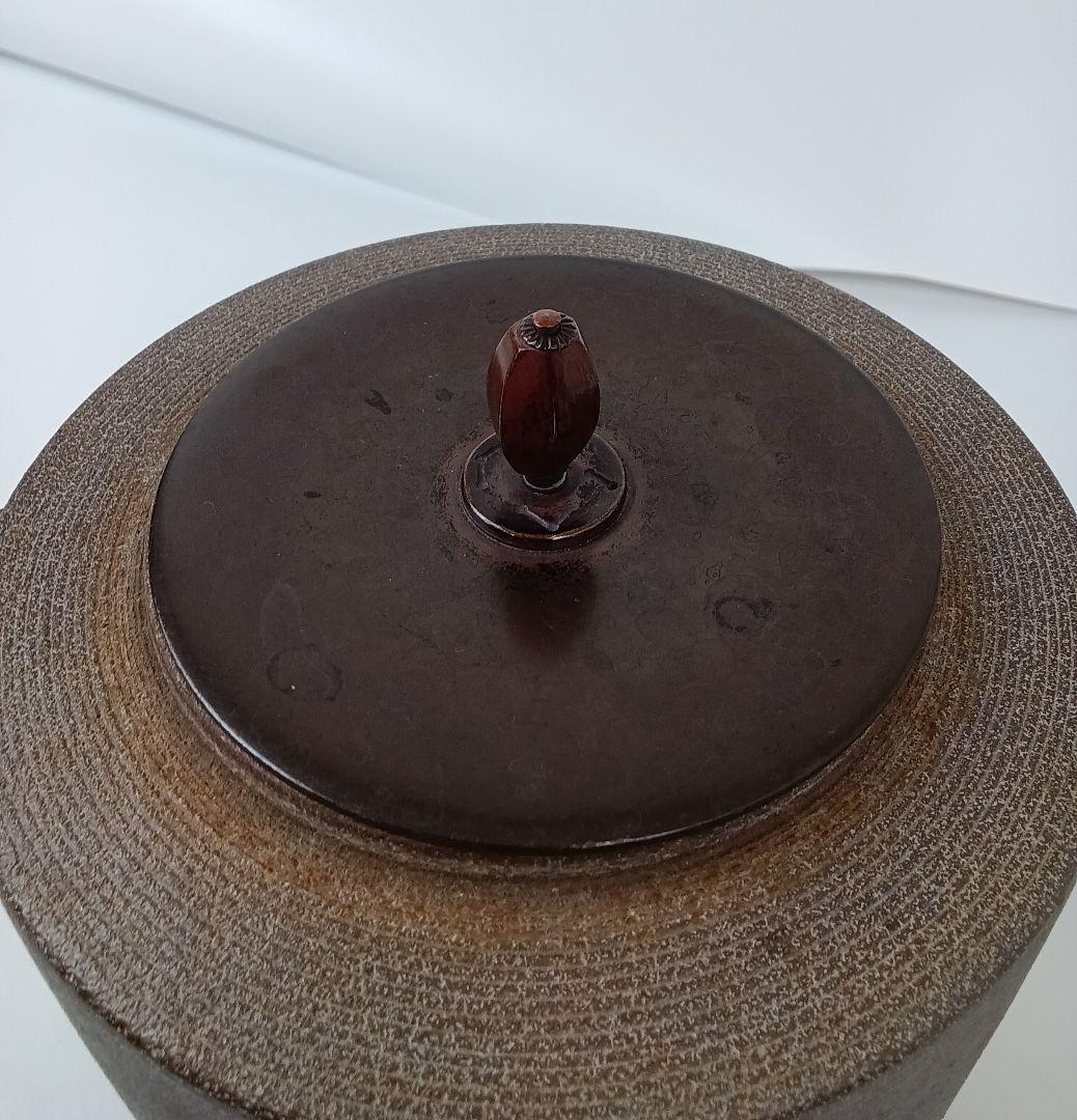 【釜師 人間国宝 佐藤浄清】筒釜 糸目地紋 茶道具 美術品 工芸品 コレクション