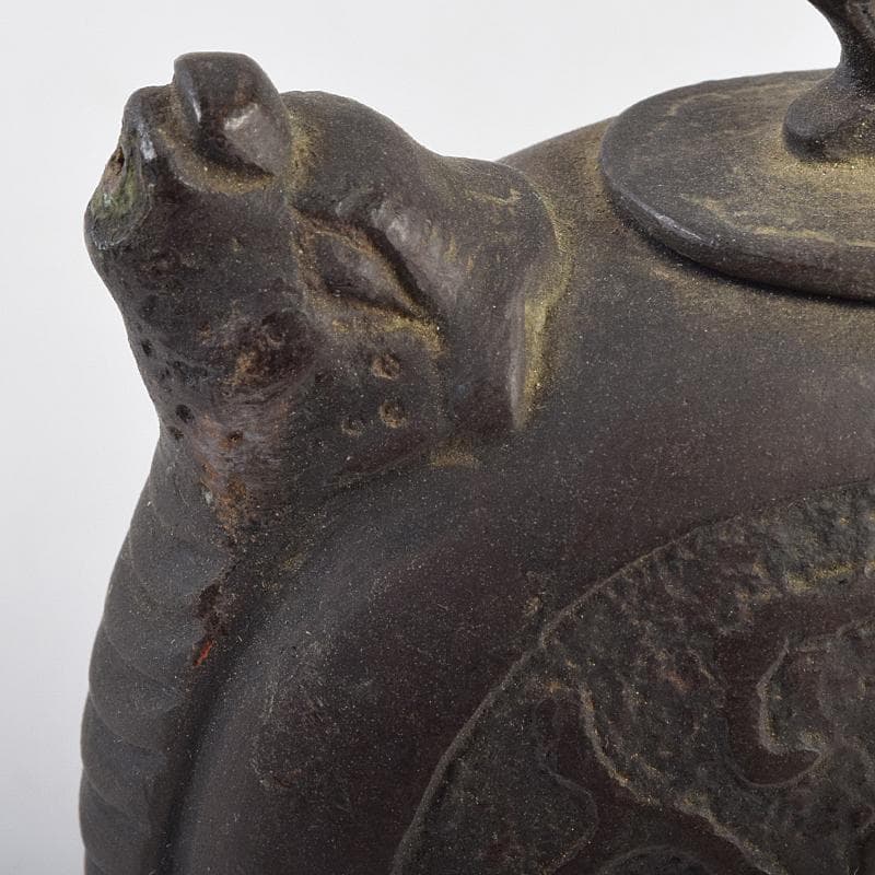 中国　古銅　獣口水滴　在銘　V　R9145