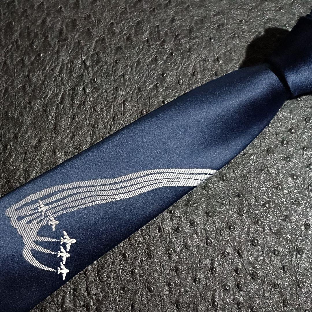 Z209 希少◆ブルーインパルスF86/JASDF 刺繍柄ネイビー系公認ネクタイ