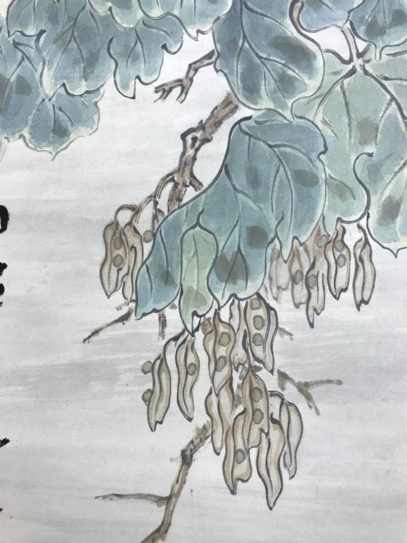 真作/飯原如堂/青桐小禽図/花鳥図/掛軸/名家伝来/AE-158