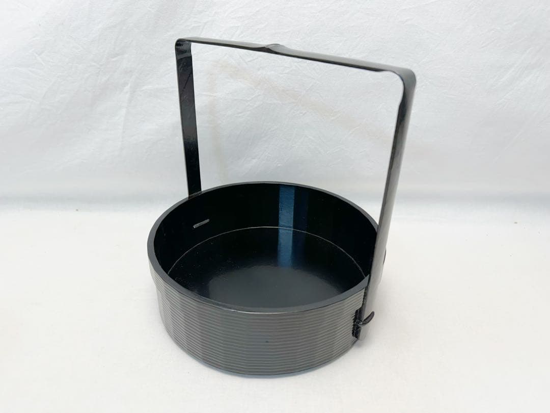 ほぼ未使用 茶道具 丸手付莨盆一閑塗 宗旦好写 曽根幸風作 染付火入灰吹灰付元箱