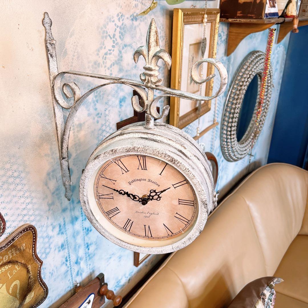 おしゃれな壁掛け時計 №.1 両面時計ウォールクロック アンティーク時計