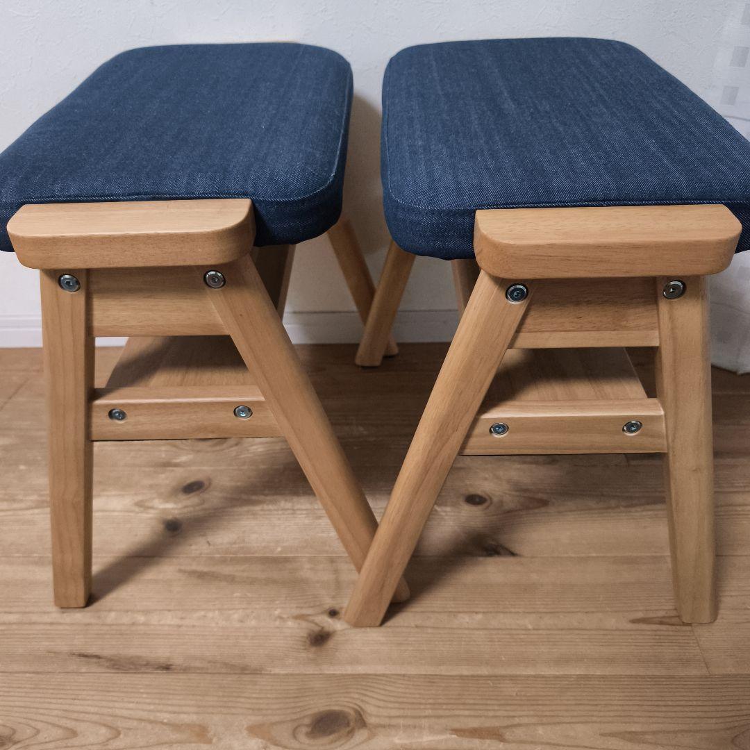 残反をつかったスタッキングスツール デニムネイビー2個セット　無印良品