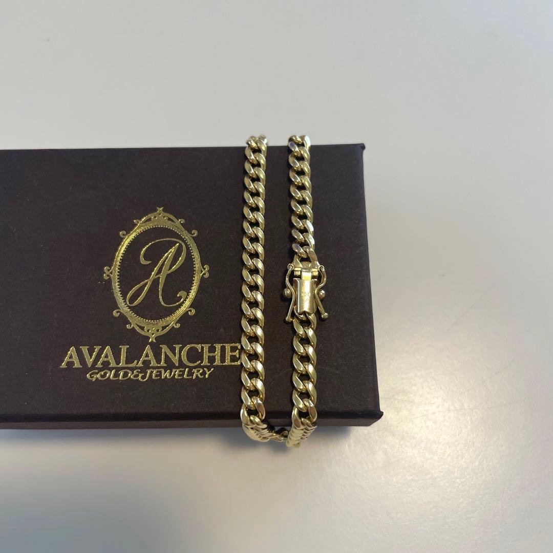 アヴァランチ　10k イエローゴールド　マイアミブレスレット　18cm メンズ