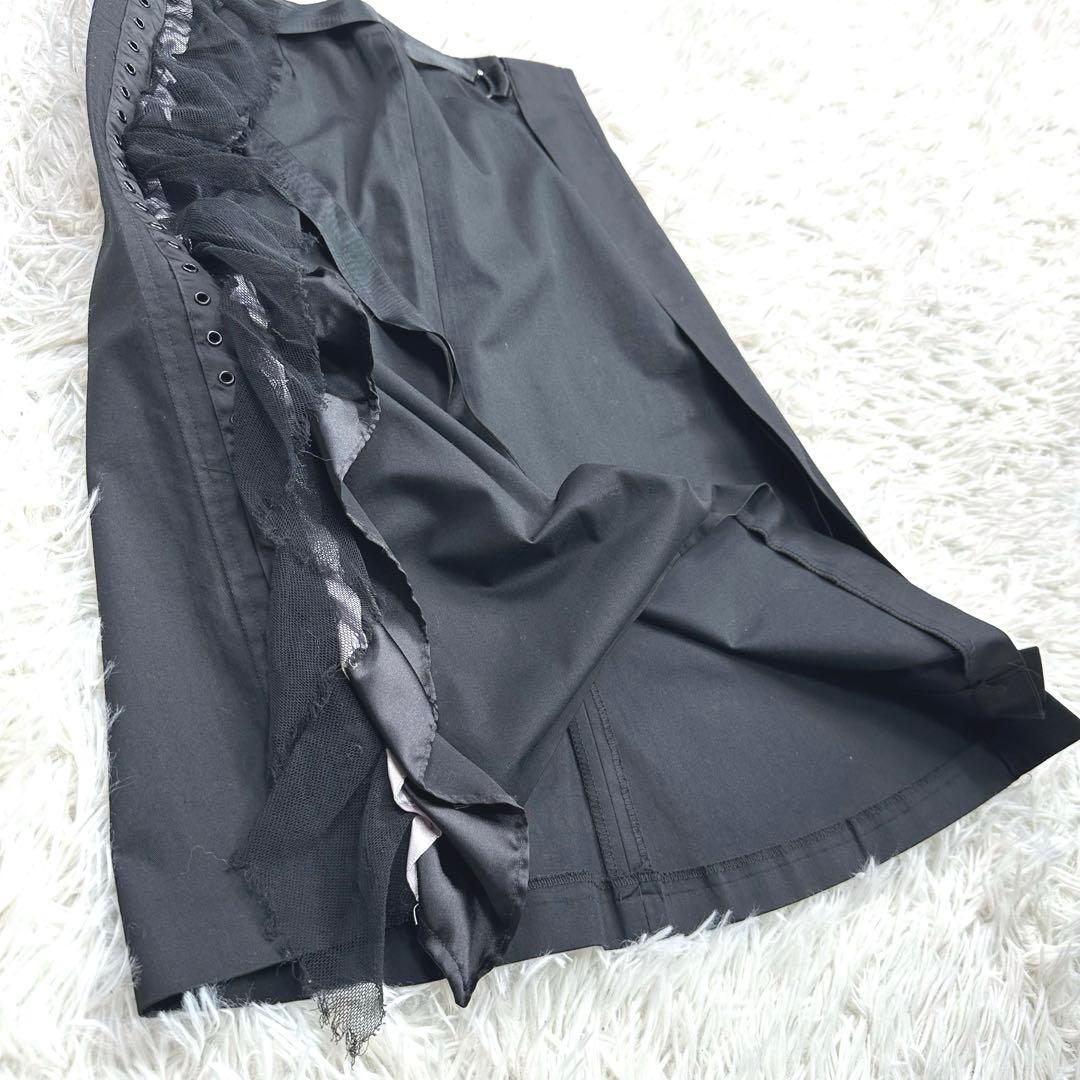 D&Gドルチェアンドガッバーナ サテン　レース　フリルスカート　ブラック　黒