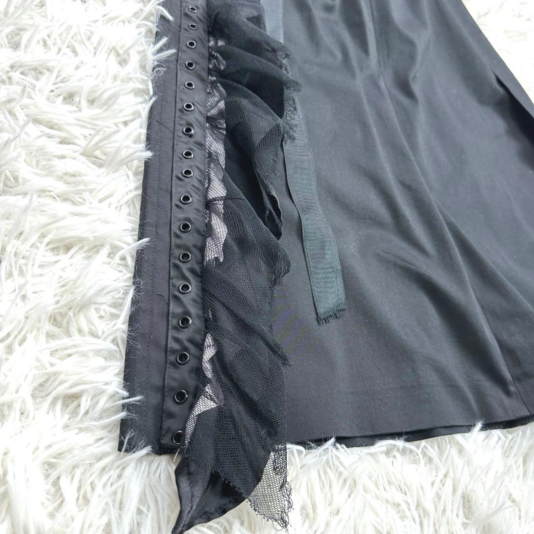 D&Gドルチェアンドガッバーナ サテン　レース　フリルスカート　ブラック　黒