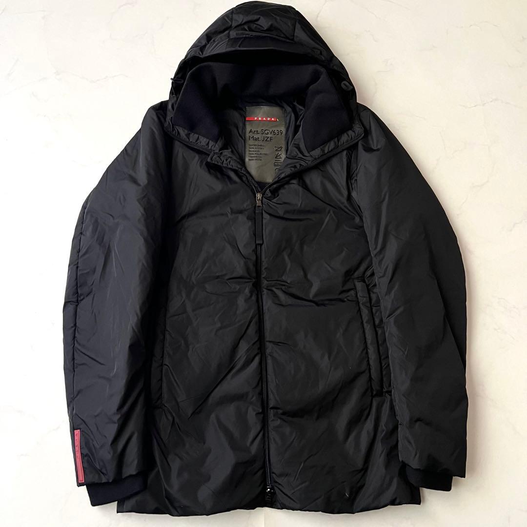 美品 PRADA SPORTS ナイロン 中綿ジャケット ラバーロゴ 黒 44