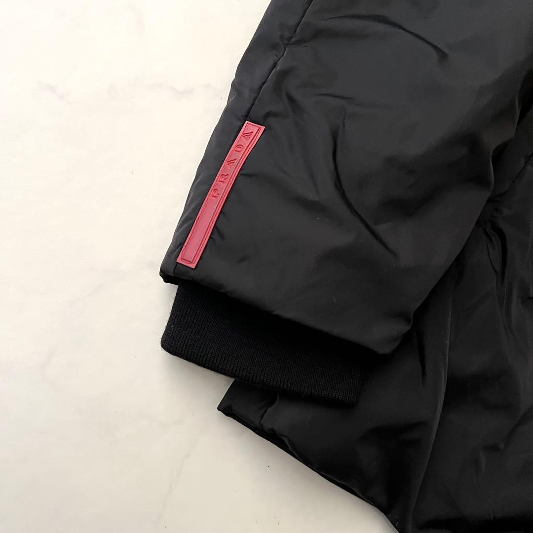 美品 PRADA SPORTS ナイロン 中綿ジャケット ラバーロゴ 黒 44