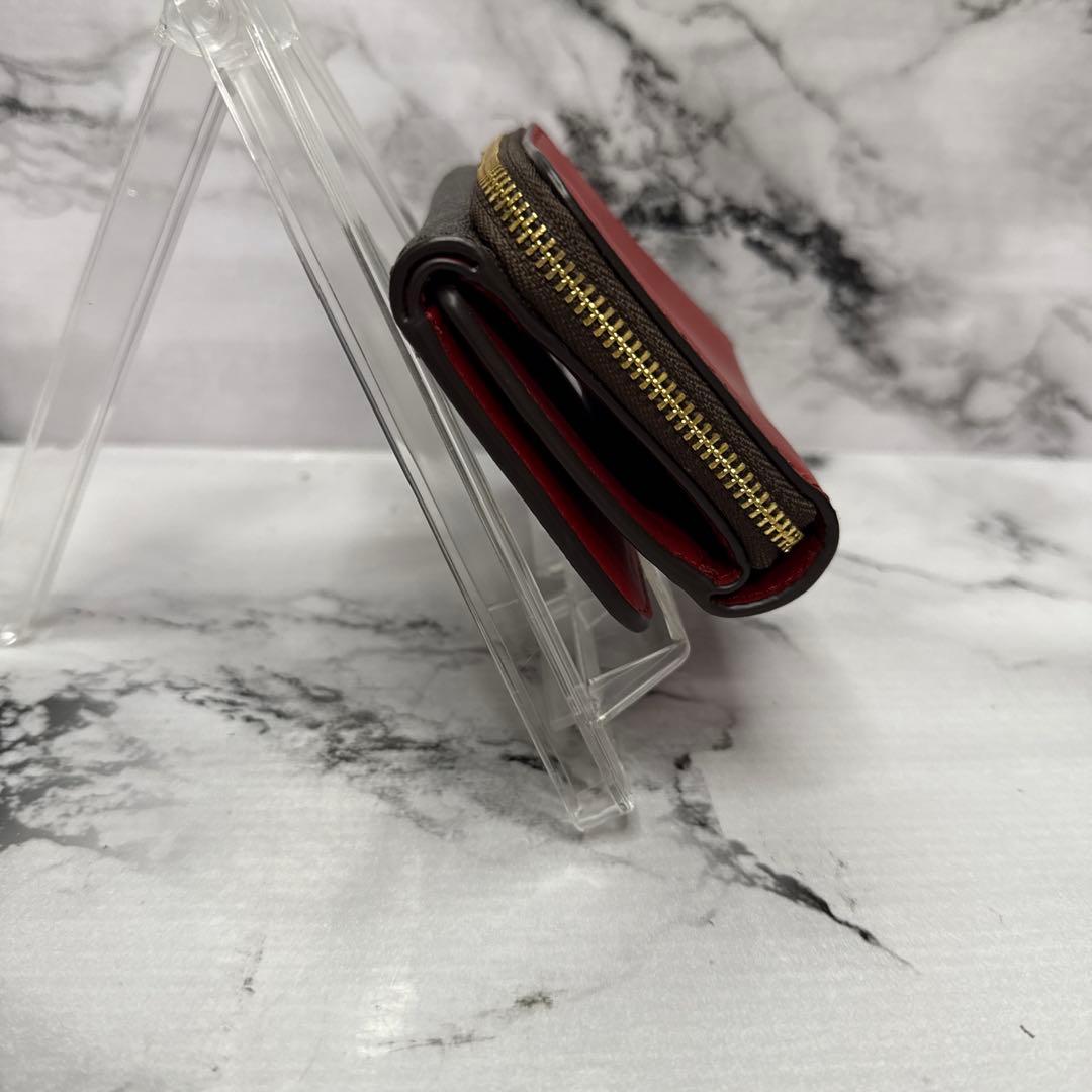 (未使用品)大人気、コーチ、折財布、PVC、レザー、ドッキング、人気色、茶、金