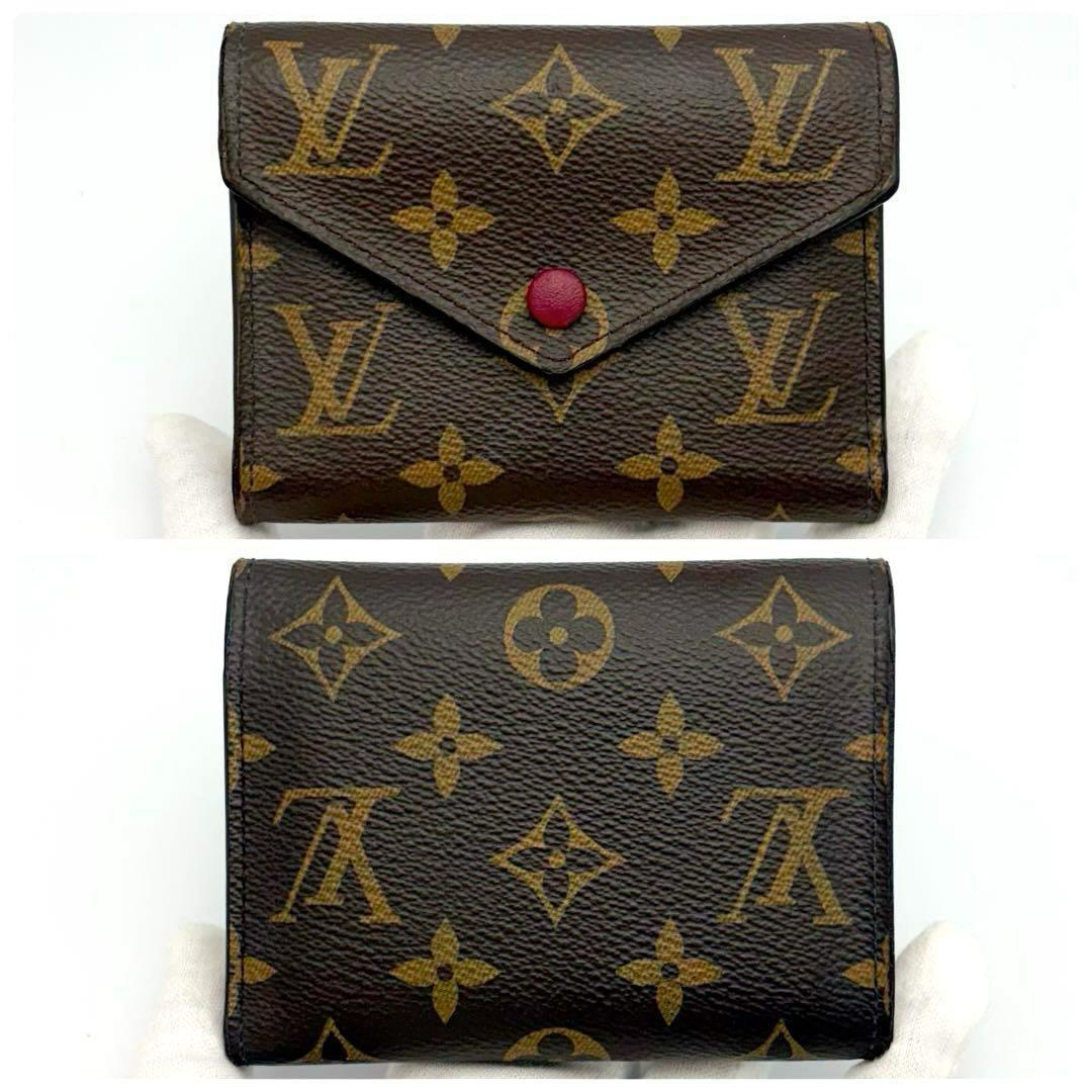 【使用感少ない】ルイヴィトン モノグラム ヴィクトリーヌ フューシャ 折り財布