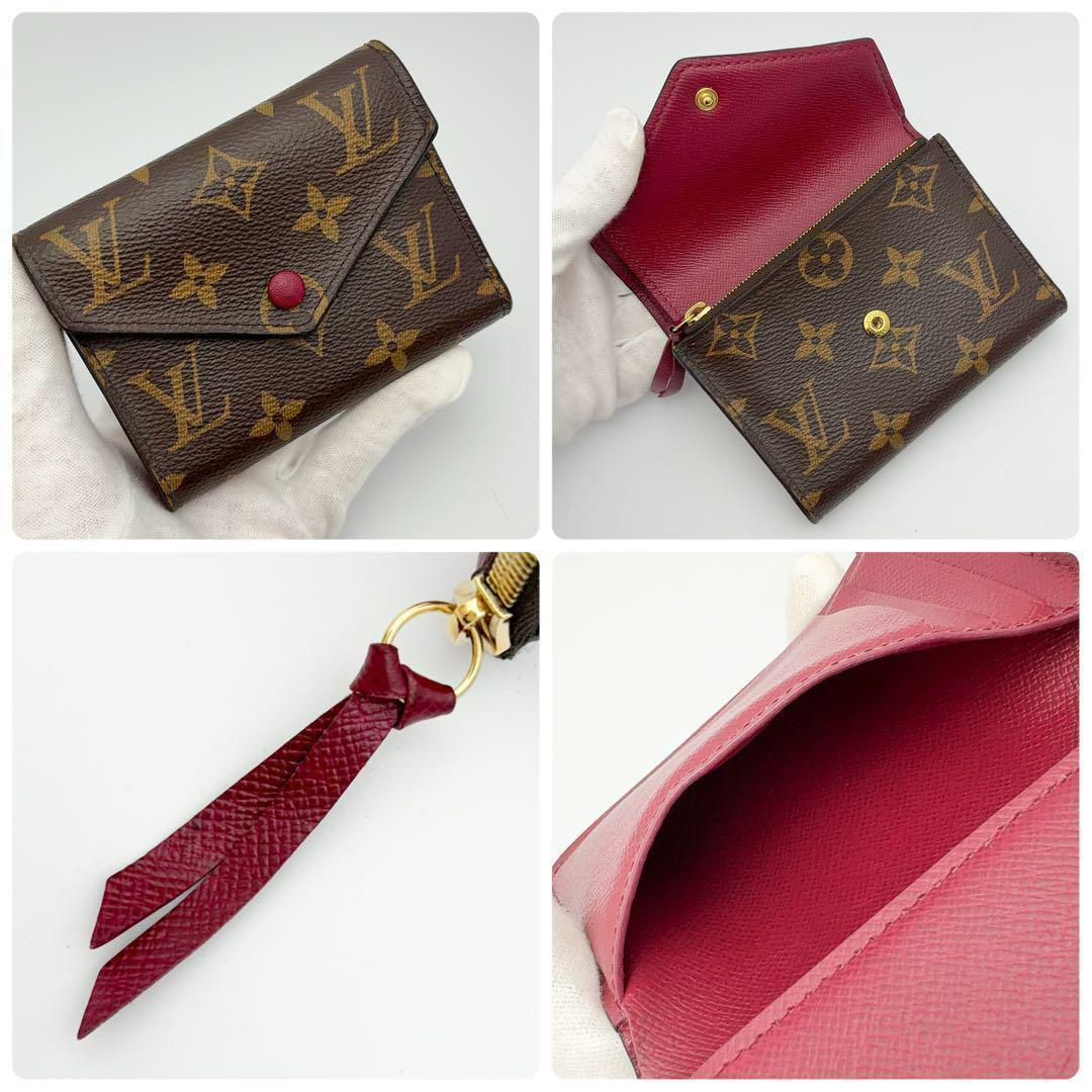 【使用感少ない】ルイヴィトン モノグラム ヴィクトリーヌ フューシャ 折り財布