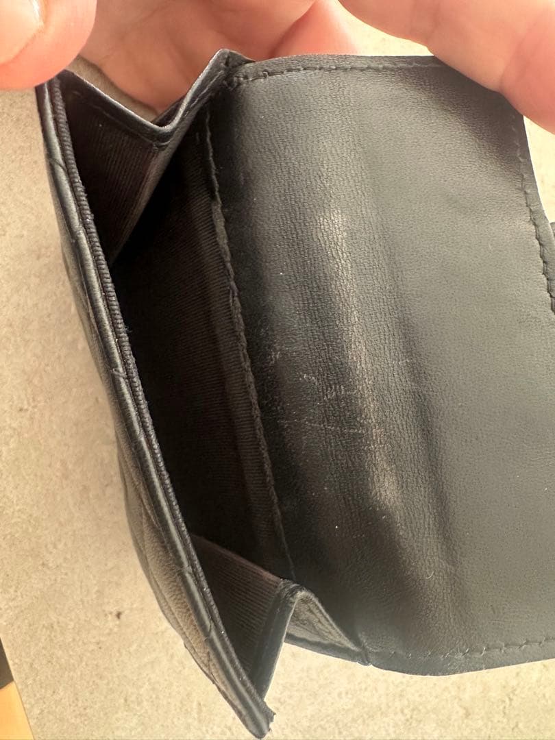 Chanel ブラック キルティング 三つ折り財布