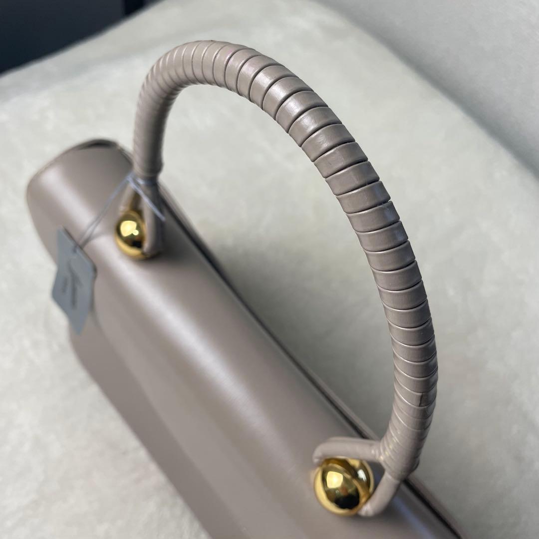 極美品 HAMANO 濱野皮革工芸 ロイヤルモデル フォーマルバッグ グレージュ