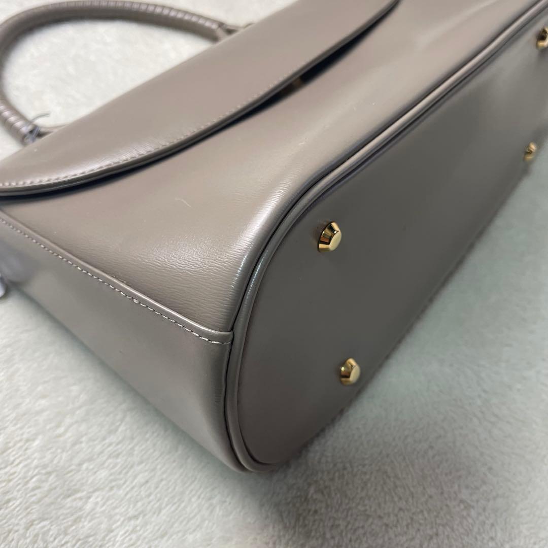 極美品 HAMANO 濱野皮革工芸 ロイヤルモデル フォーマルバッグ グレージュ