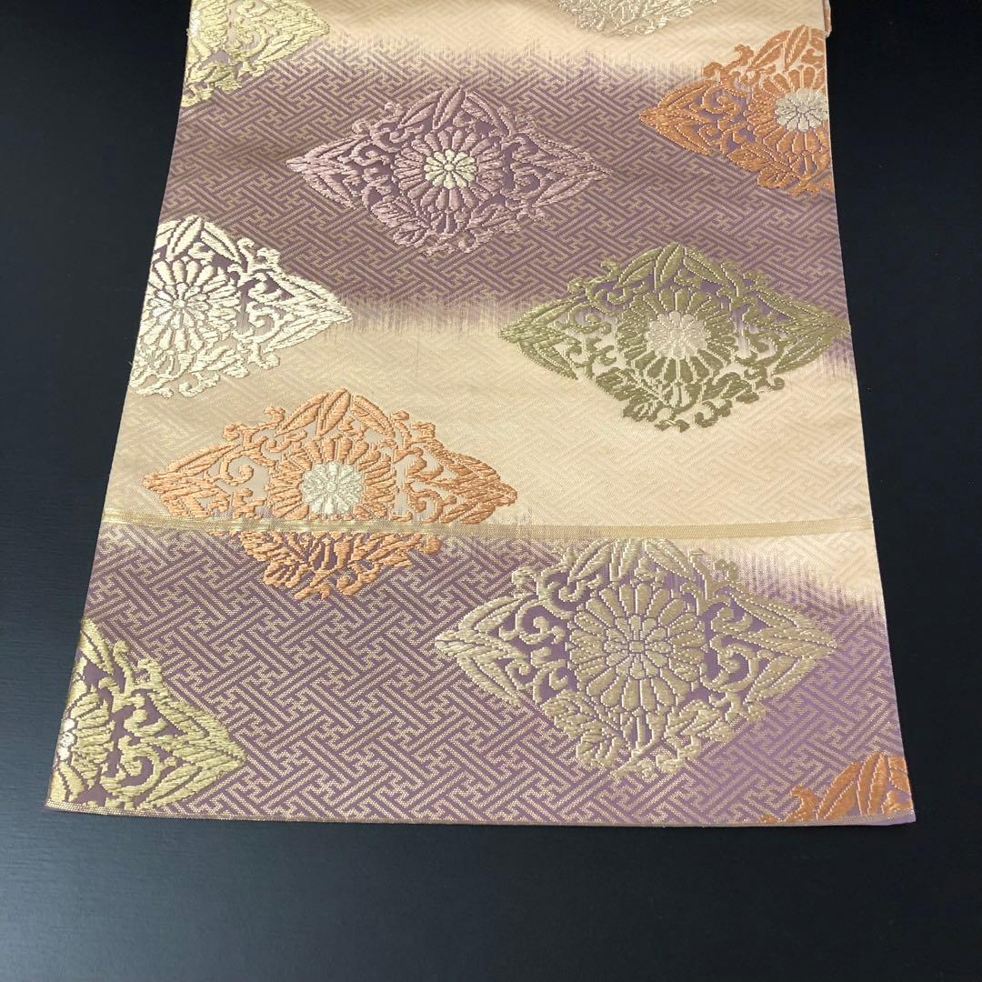 SO-760 袋帯 六通 正絹 紗綾形 花菱 グラデーション フォーマル