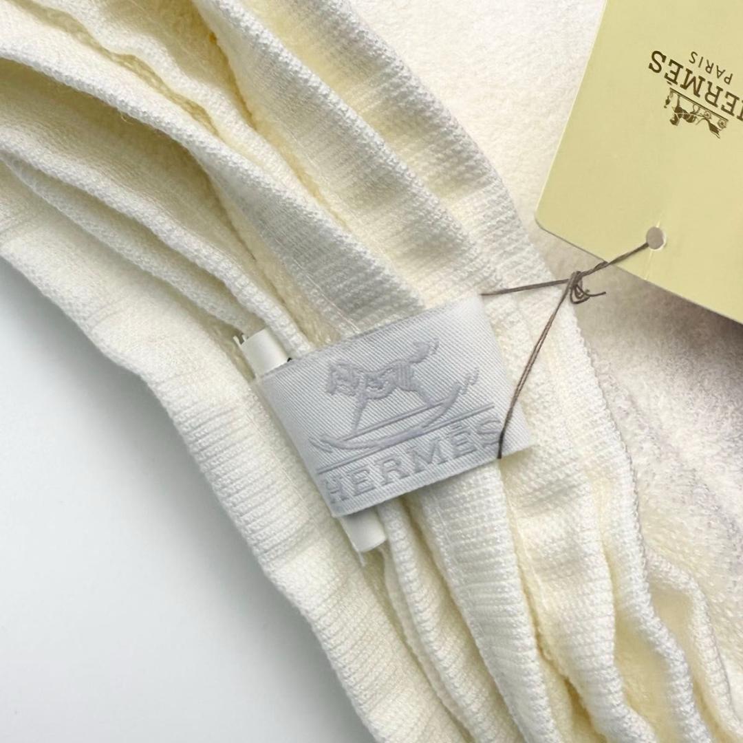 未使用 タグ付き HERMES エルメス 大判 タオル ブランケット ホワイト
