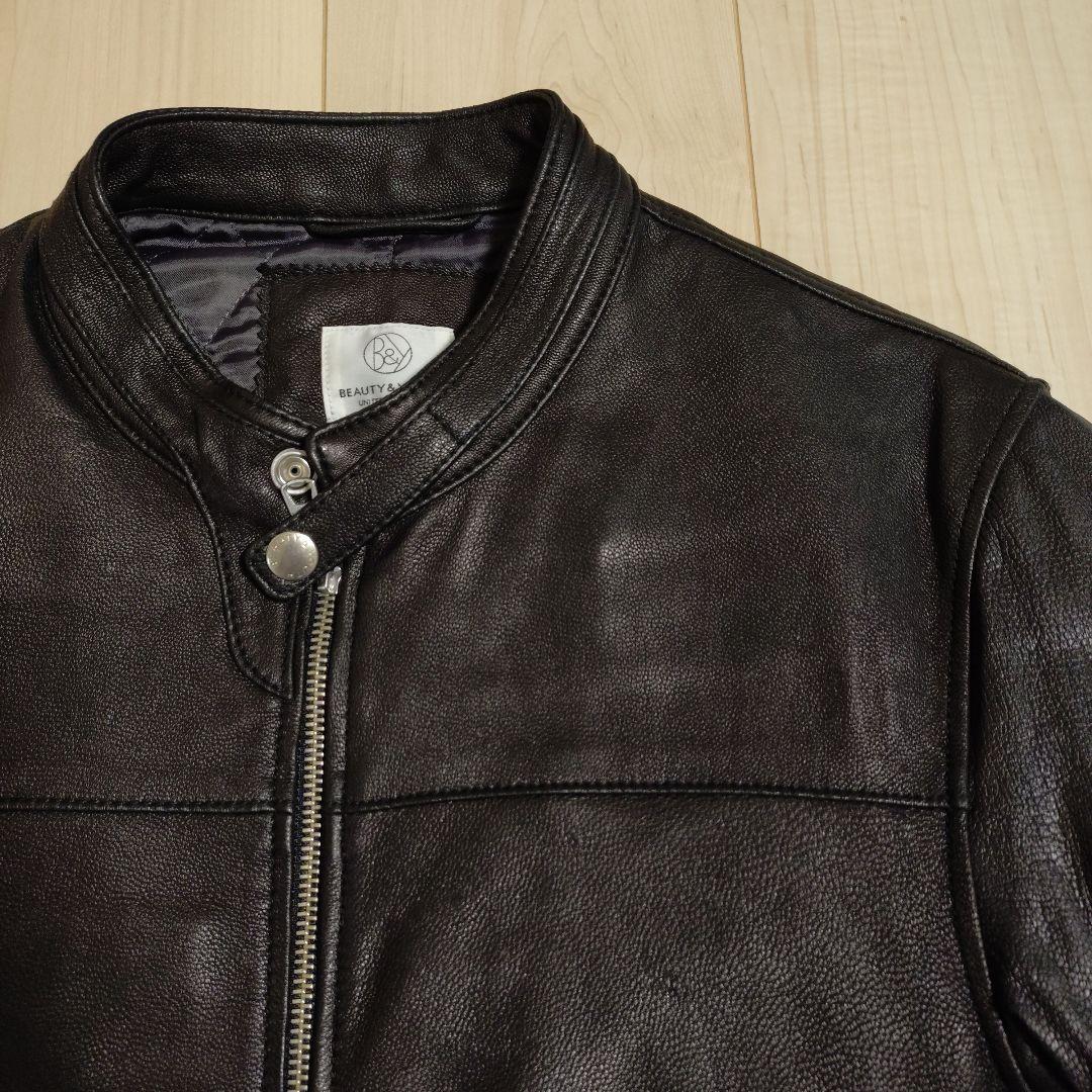 BEAUTY&YOUTH 黒 ゴートレザージャケット シングルライダース Ｌ