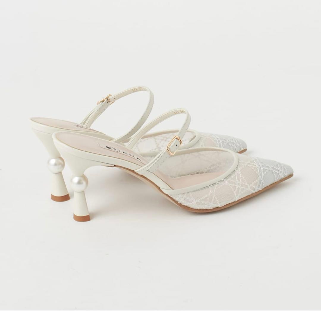 美品【DIANA】 《Pearl Collection》パールヒールミュール