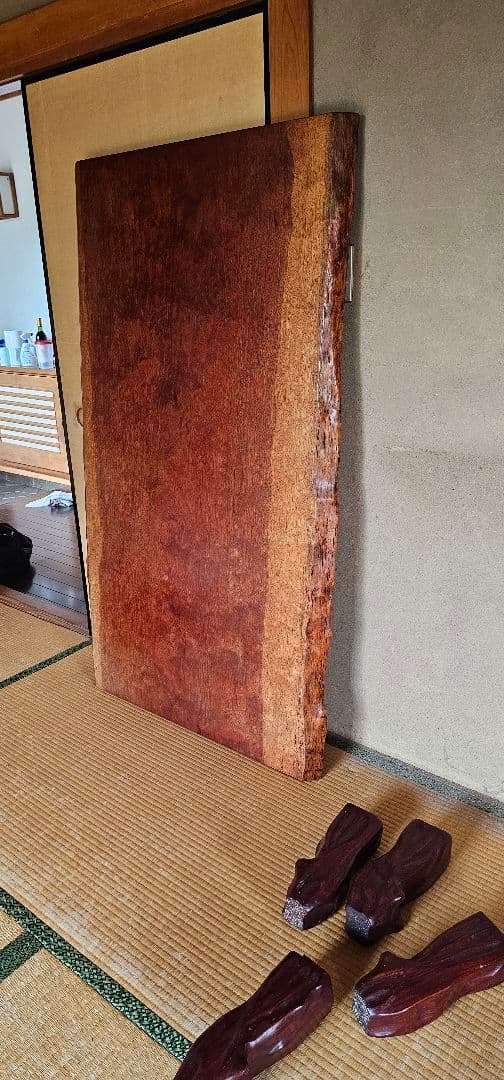 坂本　天然木 大きな一枚板テーブル【ブビンガか】