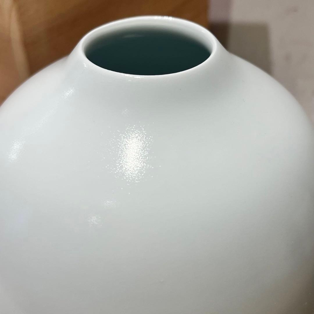 【人間国宝前田昭博作】壺　白瓷 白磁　花瓶　花入　陶芸　年代物　共箱入　やなせ窯