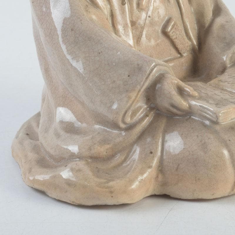 小倉屋清兵衛　十世　坂高麗左衛門作　吉田松陰坐像　置物　共箱　C　9256