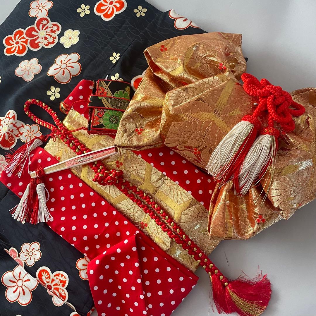 七五三　小さめ7歳さん　6歳さん　お着物セット　大寸作り帯