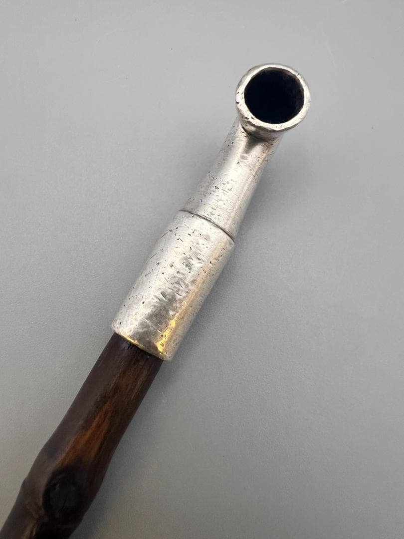 【海】純銀煙管　キセル　純刻印　小林在銘　銀細工　アンティーク　重量約43g