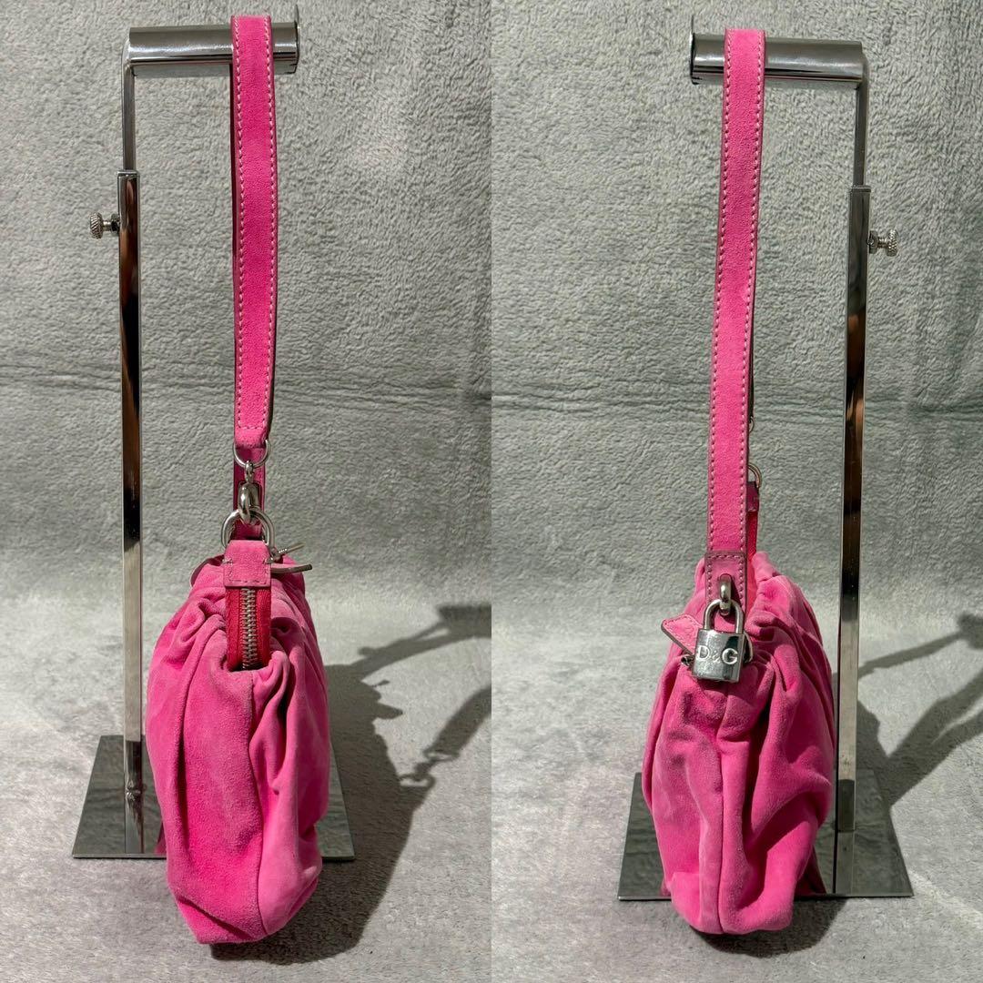 バッグ D&G Gathering Shoulder Bag Suede Pink