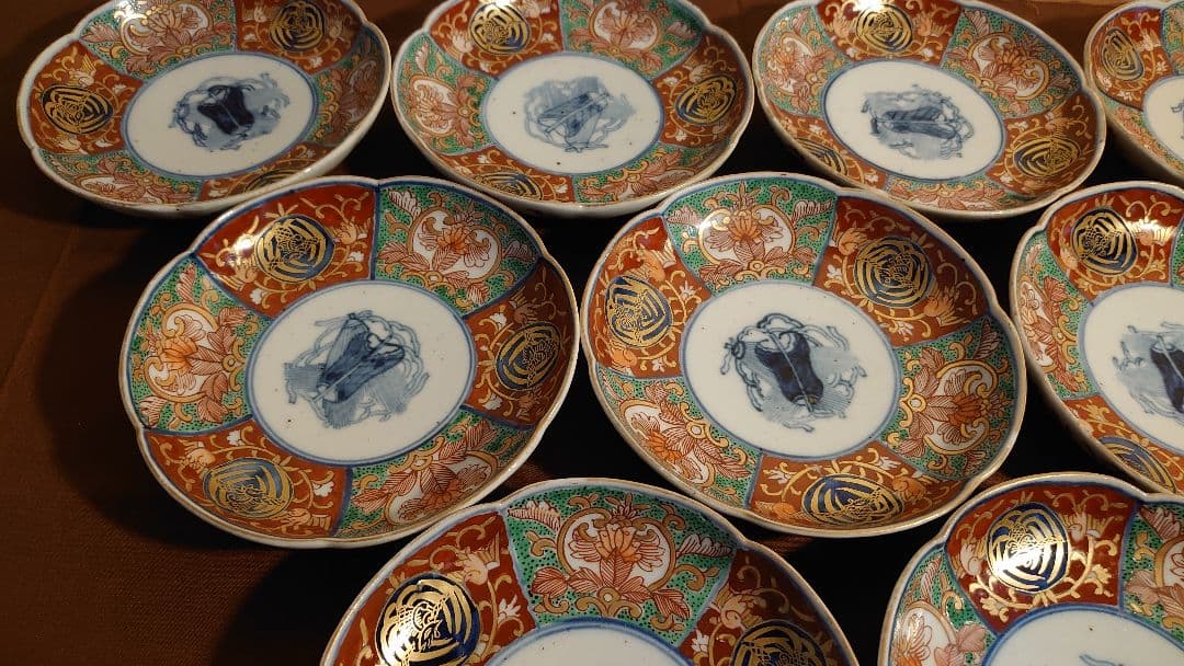 伊万里　古伊万里 　大聖寺伊万里 　 輪華皿 　 明治 　10客