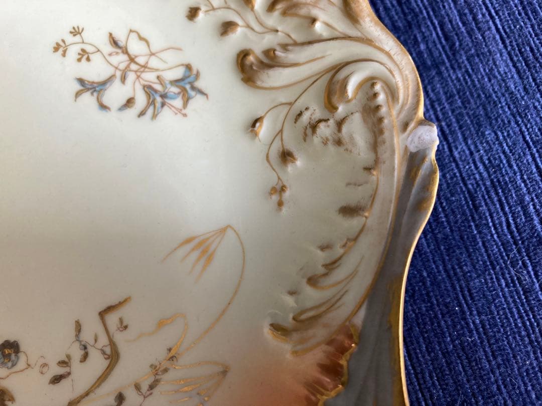 アンティーク花柄プレート フランス製 リモージュ ピンクのぼかし