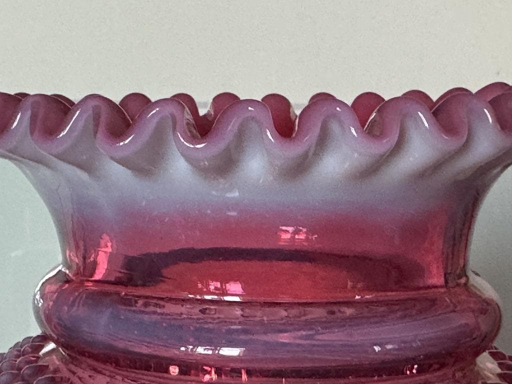 フェントン　ホブネイル　クランベリー　オパールセント　ランプスタンド