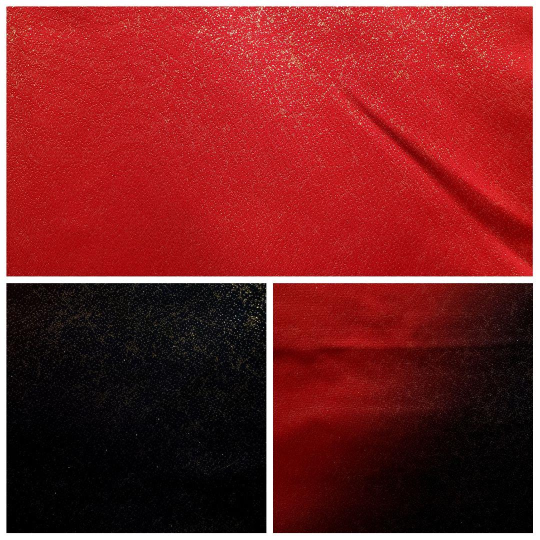 C 豪華 シンプルデザイン 金通し 赤 黒 正絹 振袖 成人式 着物