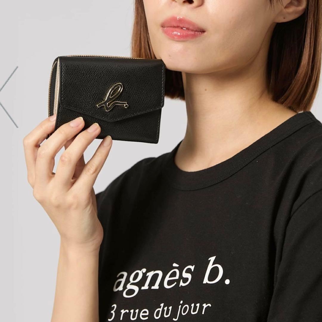 agnes b. アニエスベー 財布 黒 ブラック 三つ折り