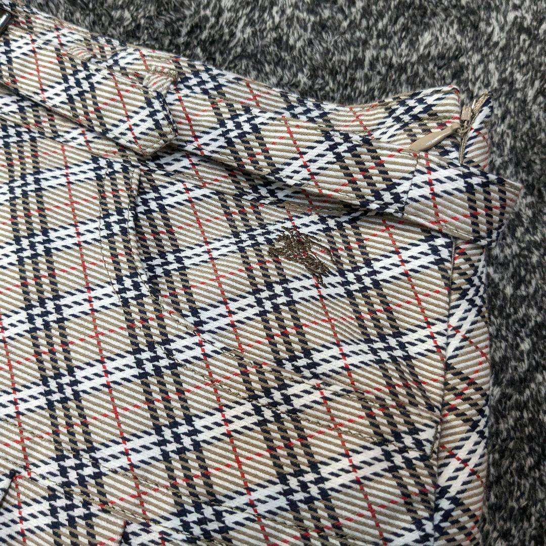 バーバリー　ノバチェック　キュロット　プリーツミニスカート　ベルト　ホース刺繍