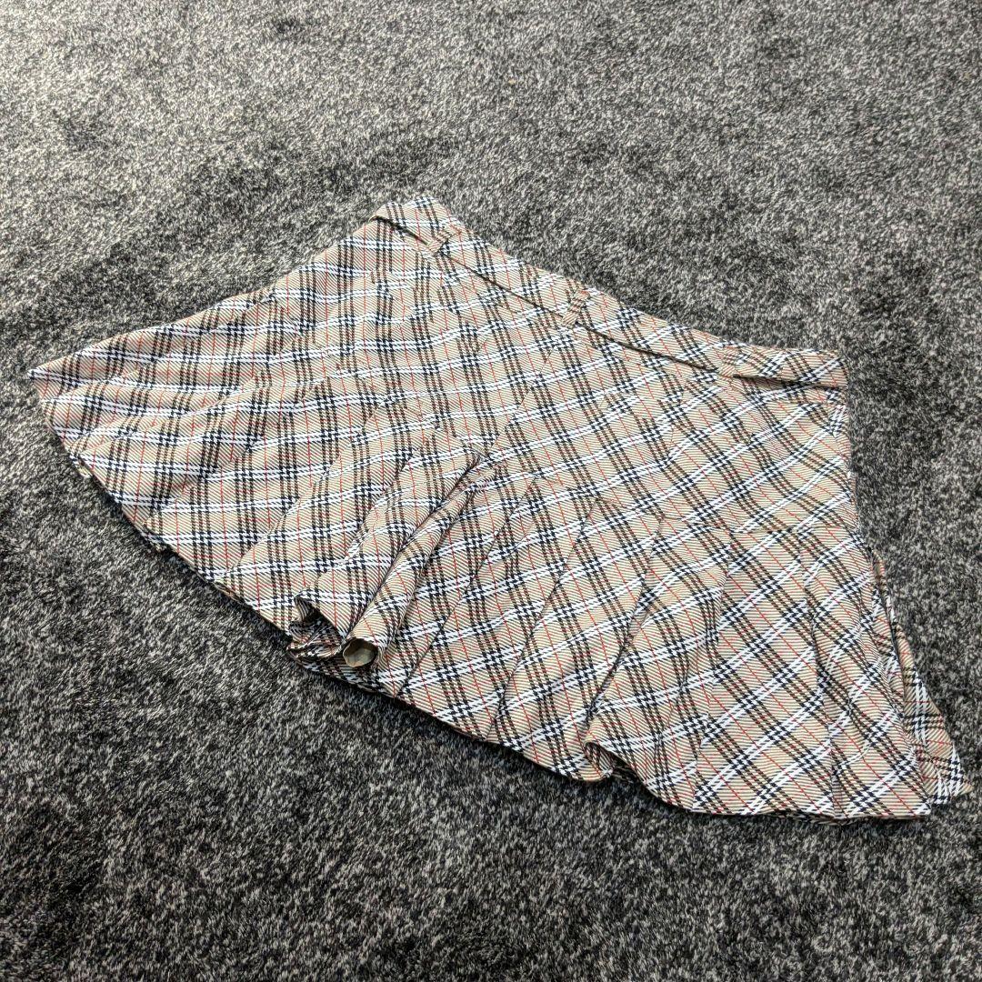 バーバリー　ノバチェック　キュロット　プリーツミニスカート　ベルト　ホース刺繍