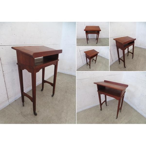 アンティーク■マホガニー材■譜面台/メニュー台■キャスター付き■店舗什器■