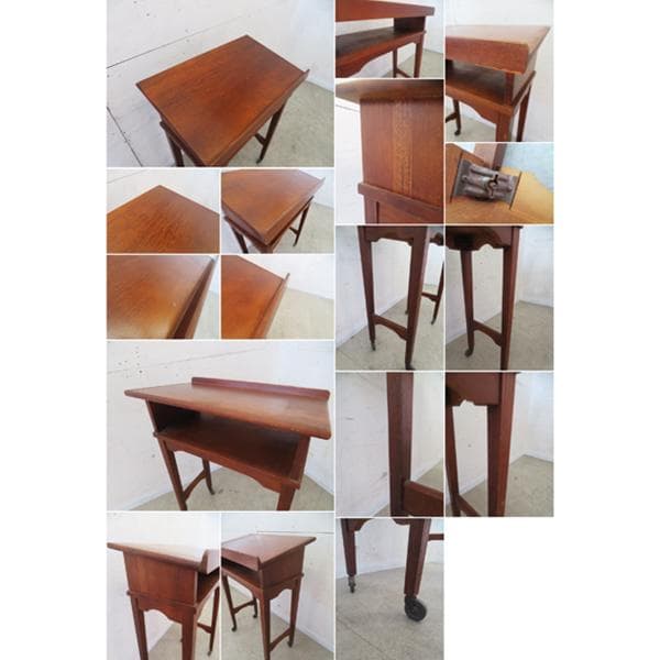 アンティーク■マホガニー材■譜面台/メニュー台■キャスター付き■店舗什器■