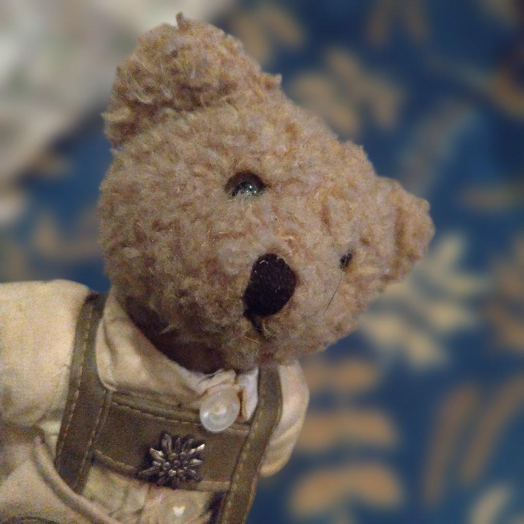 希少ヴィンテーテディベアジベージュのオーバーオールのぬいぐるみ