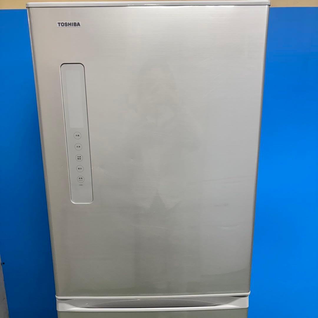 523 東芝 大型冷蔵庫 400L強 右開き 自動製氷 5ドア 大人気 シルバー