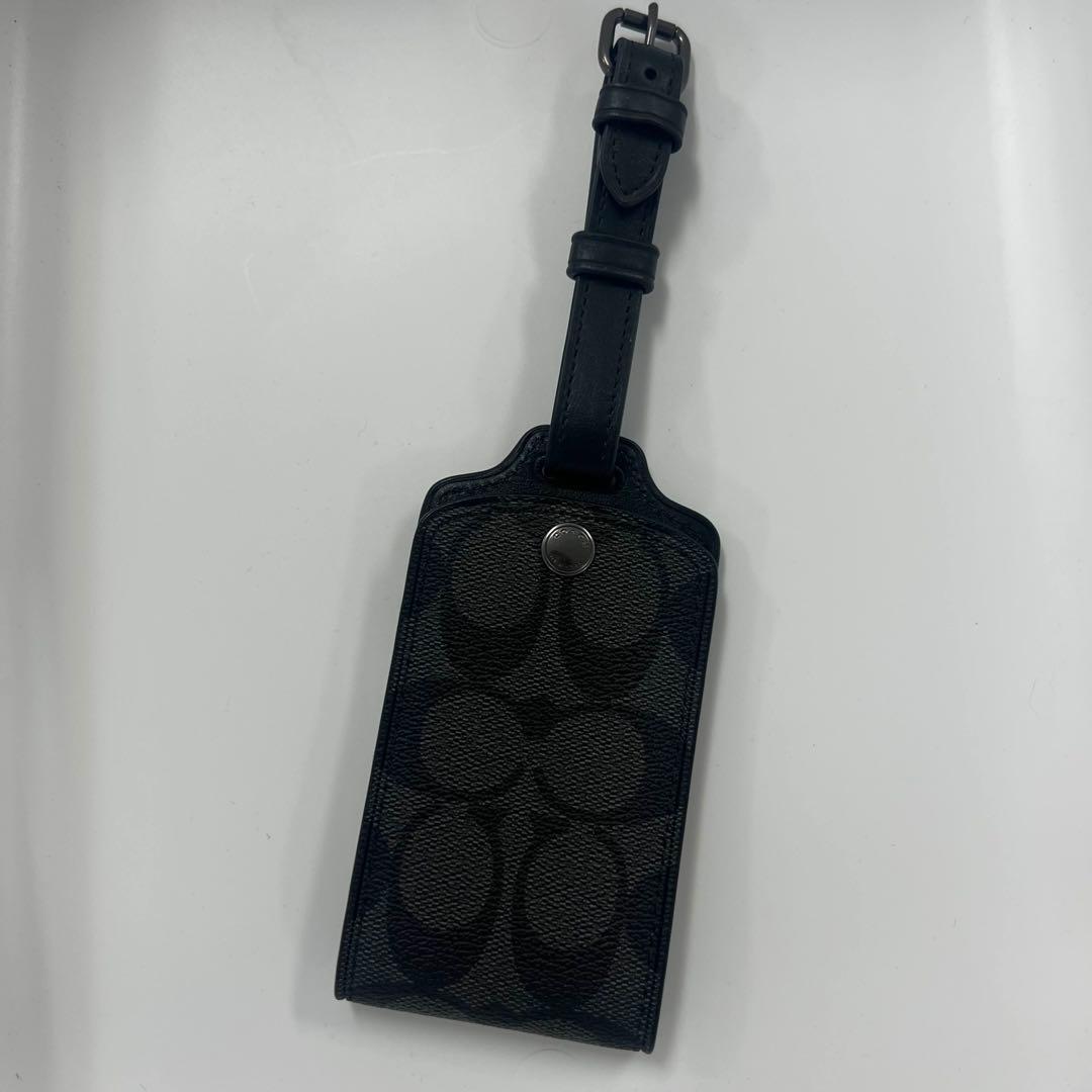 COACH コーチ ラゲッジタグ シグネチャー チャコール C1614 新品