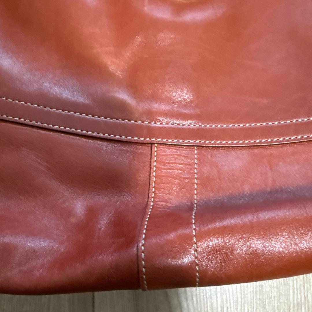 コーチcoach レッドブラウン レザー ショルダーバッグ