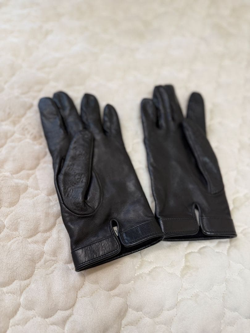 GUCCI 総柄　レザーグローブ　手袋