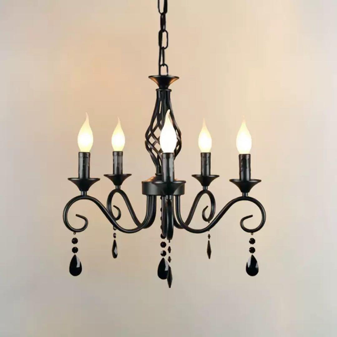 ブラック 6灯シャンデリア
