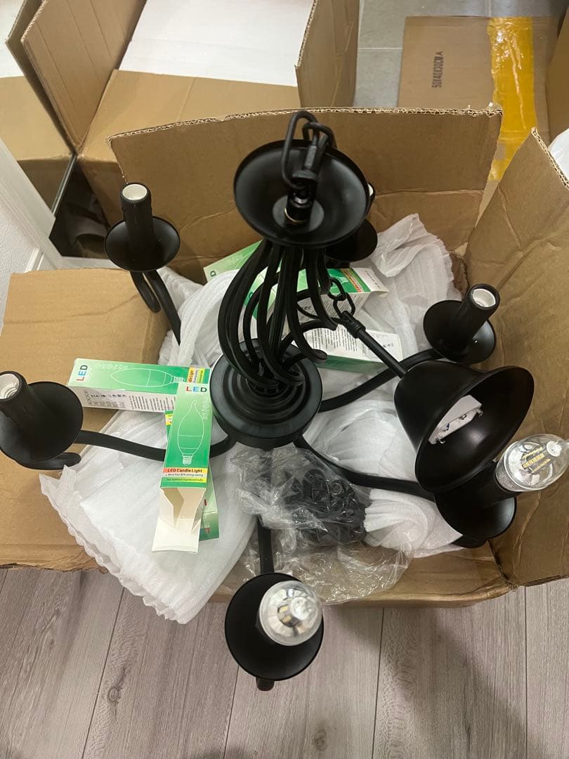 ブラック 6灯シャンデリア