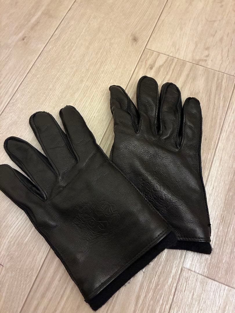ダンヒル　レザー製 黒手袋 エンブレム付き