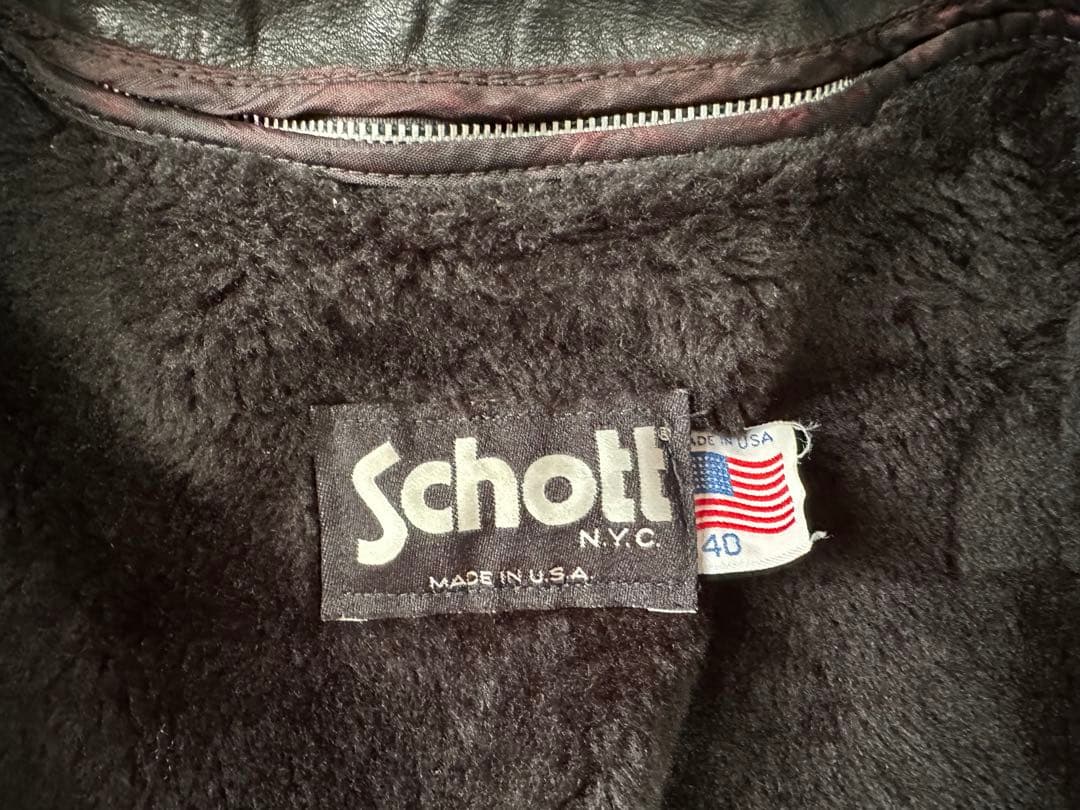 schott ショット裏地ボア付きシングルライダース 141オイルドカウレザー