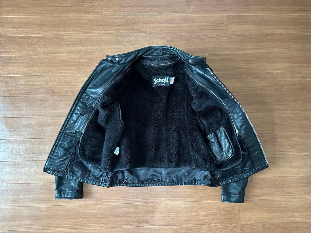 schott ショット裏地ボア付きシングルライダース 141オイルドカウレザー