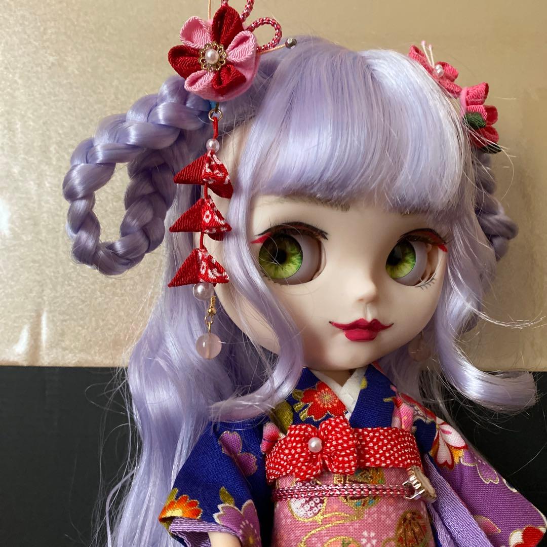 『謹賀新年 2026』カスタムドール 薄いピンク&水色mixふんわりパープルヘア