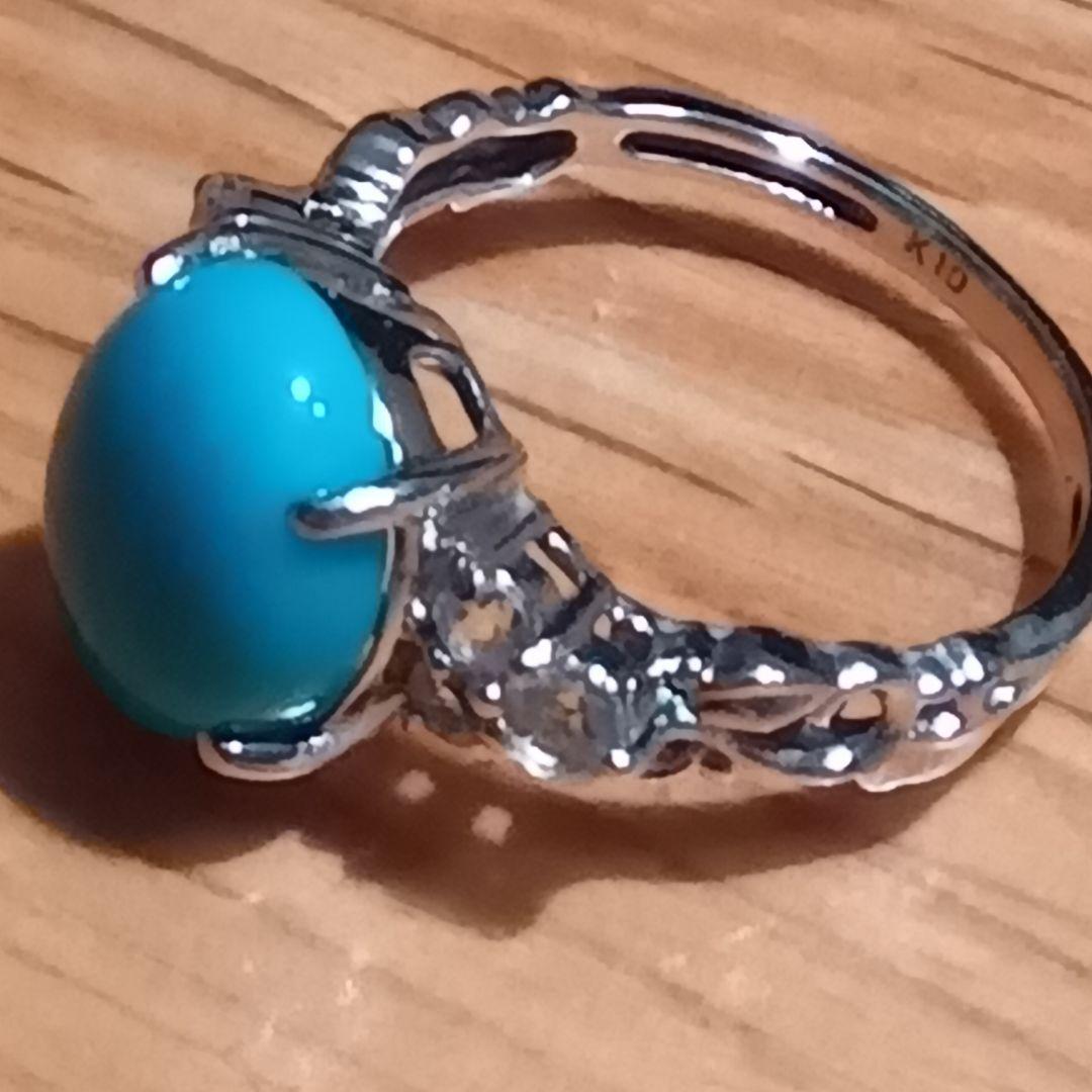 ターコイズトルコ石付リングK１０　 重量合計１.８gの単純計算価格２０,０００円